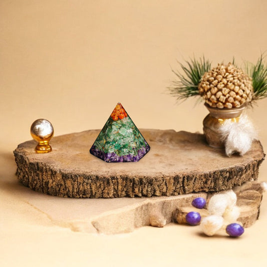Amethyst and Green Aventurine Orgone Pyramid for Peace