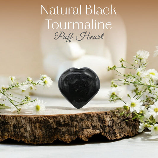 Natural Black Tourmaline Puff Heart