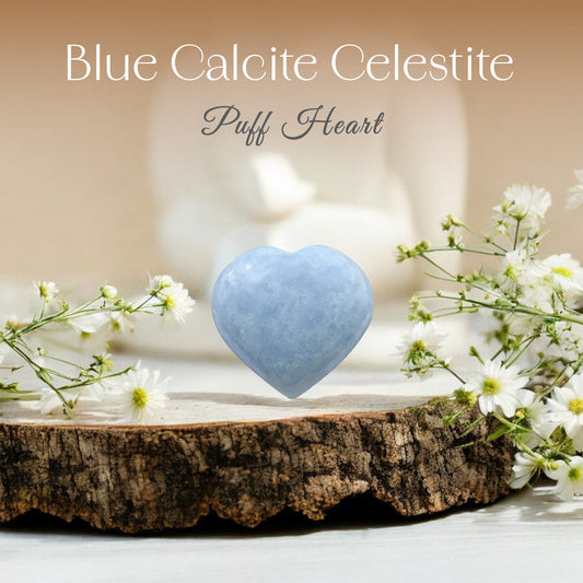 Blue Calcite Celestite Puff Heart