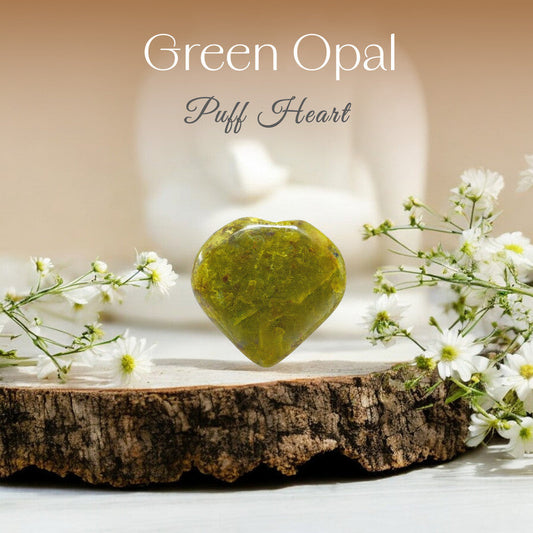 Green Opal Puff Heart
