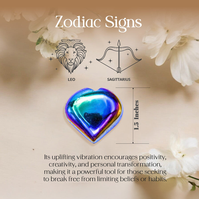 Titanium Aura Quartz Puff Heart