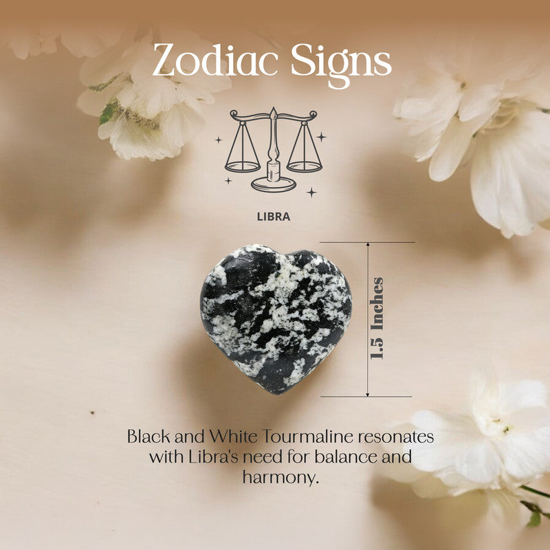 Black and White Tourmaline Puff Heart