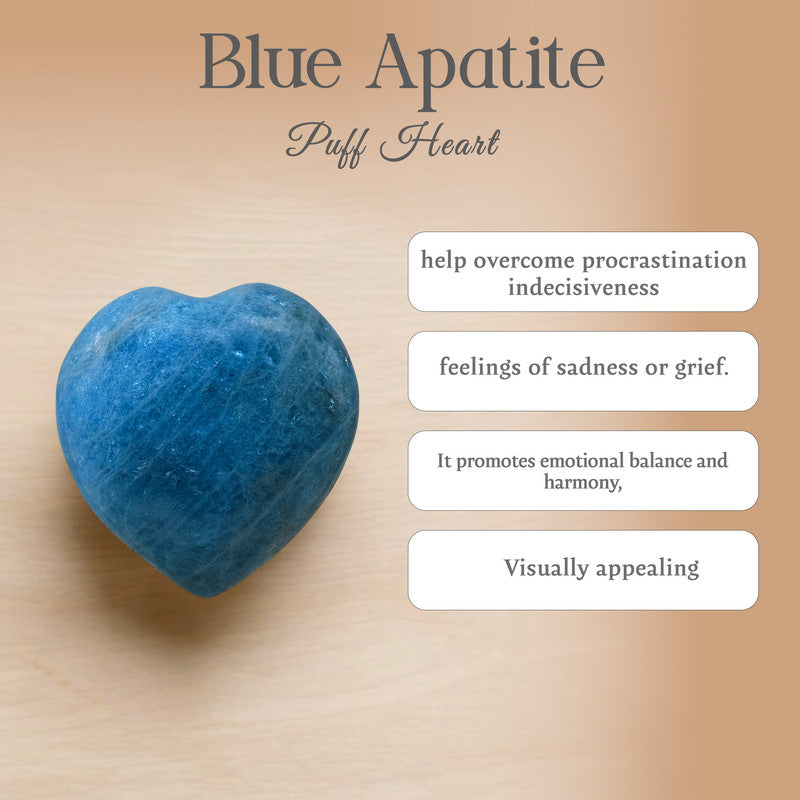 Blue Apatite Puff Heart