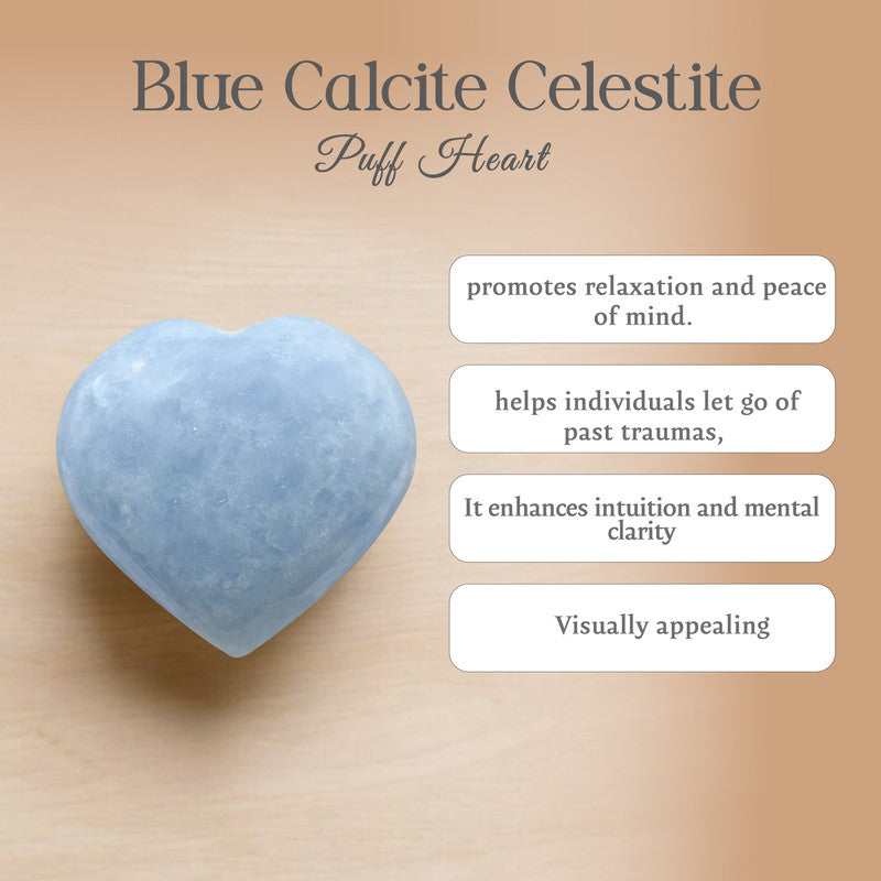 Blue Calcite Celestite Puff Heart