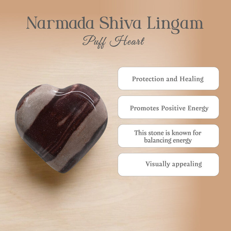 Narmada Shiva Lingam Puff Heart