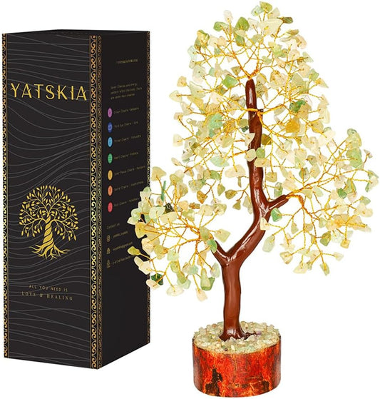 Green Jade Golden Wire Crystal Tree – 10-12 Inch