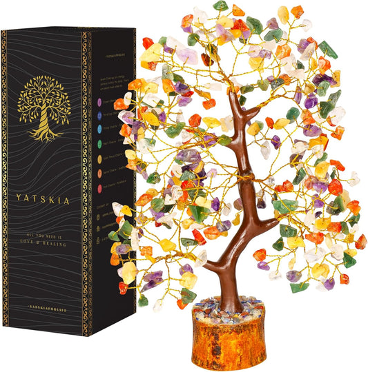 7 Chakra Golden Wire Crystal Tree – 10-12 Inch