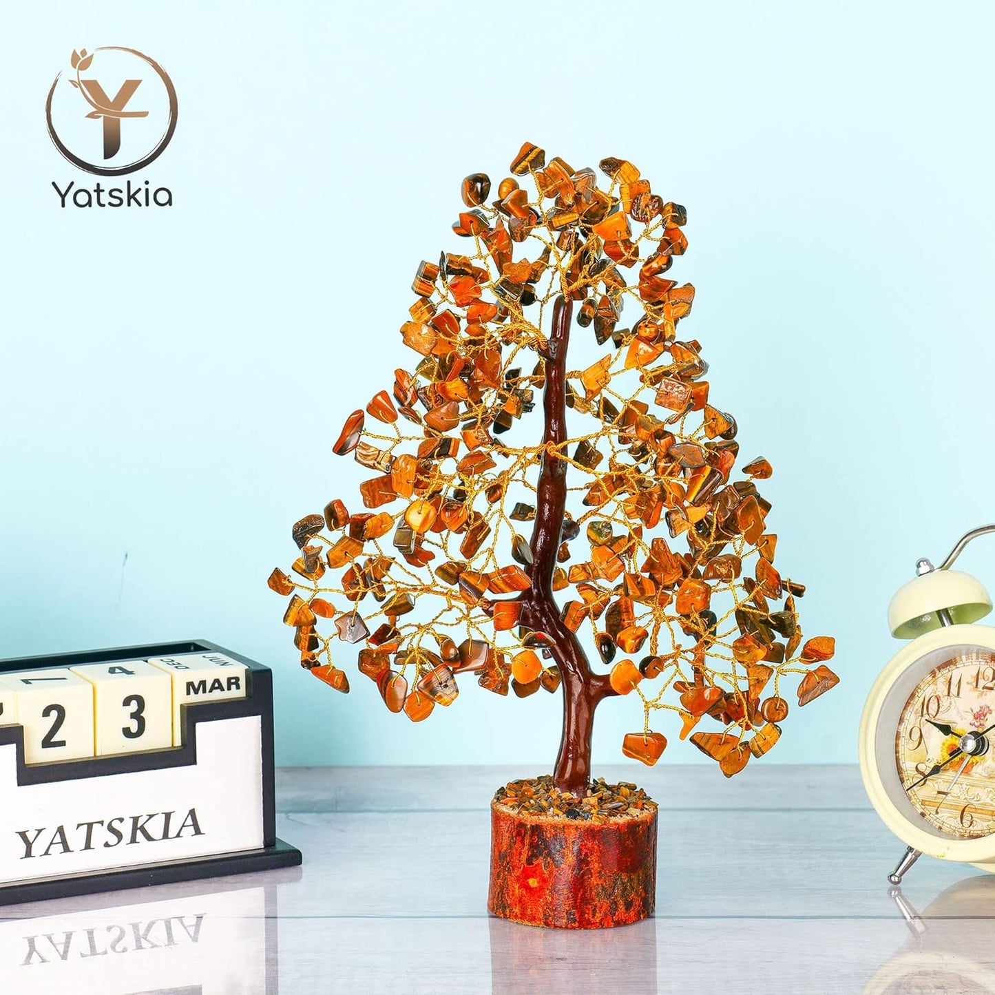 Tiger Eye Golden Wire Crystal Tree – 10-12 Inch