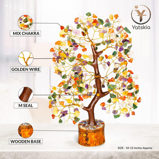 7 Chakra Golden Wire Crystal Tree – 10-12 Inch