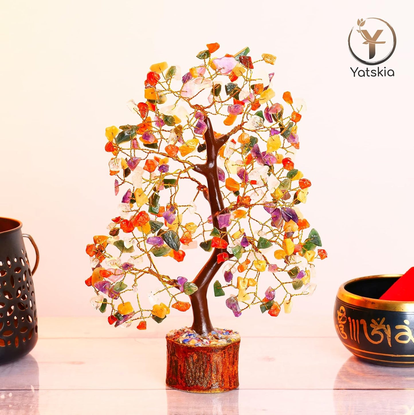 7 Chakra Golden Wire Crystal Tree – 10-12 Inch