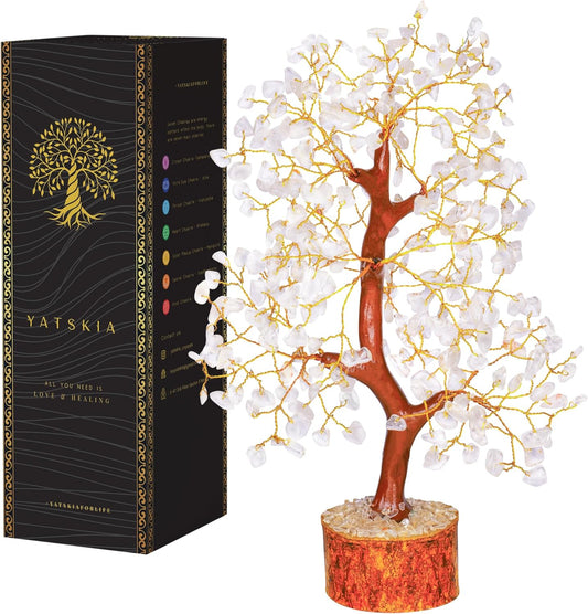 Clear Quartz Crystal Tree Golden Wire