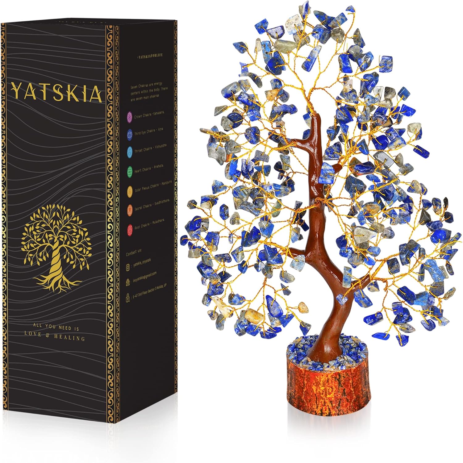 Lapis Lazuli Golden Wire Crystal Tree – 10-12 Inch