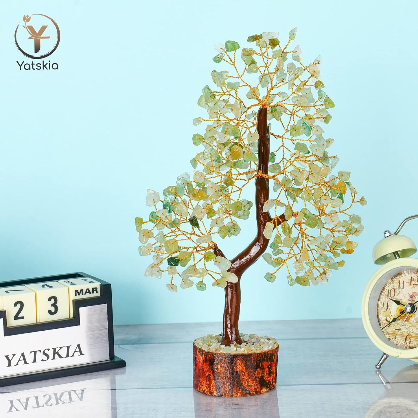 Green Jade Golden Wire Crystal Tree – 10-12 Inch