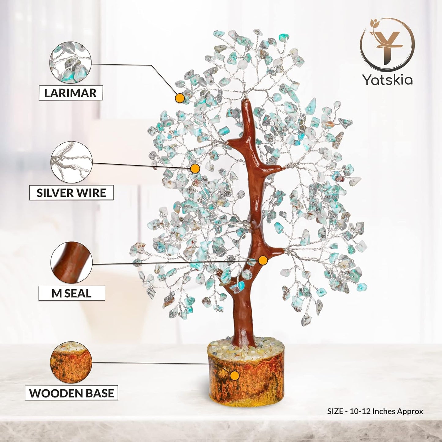 Larimar Crystal Tree (Silver Wire) – 10-12 Inch