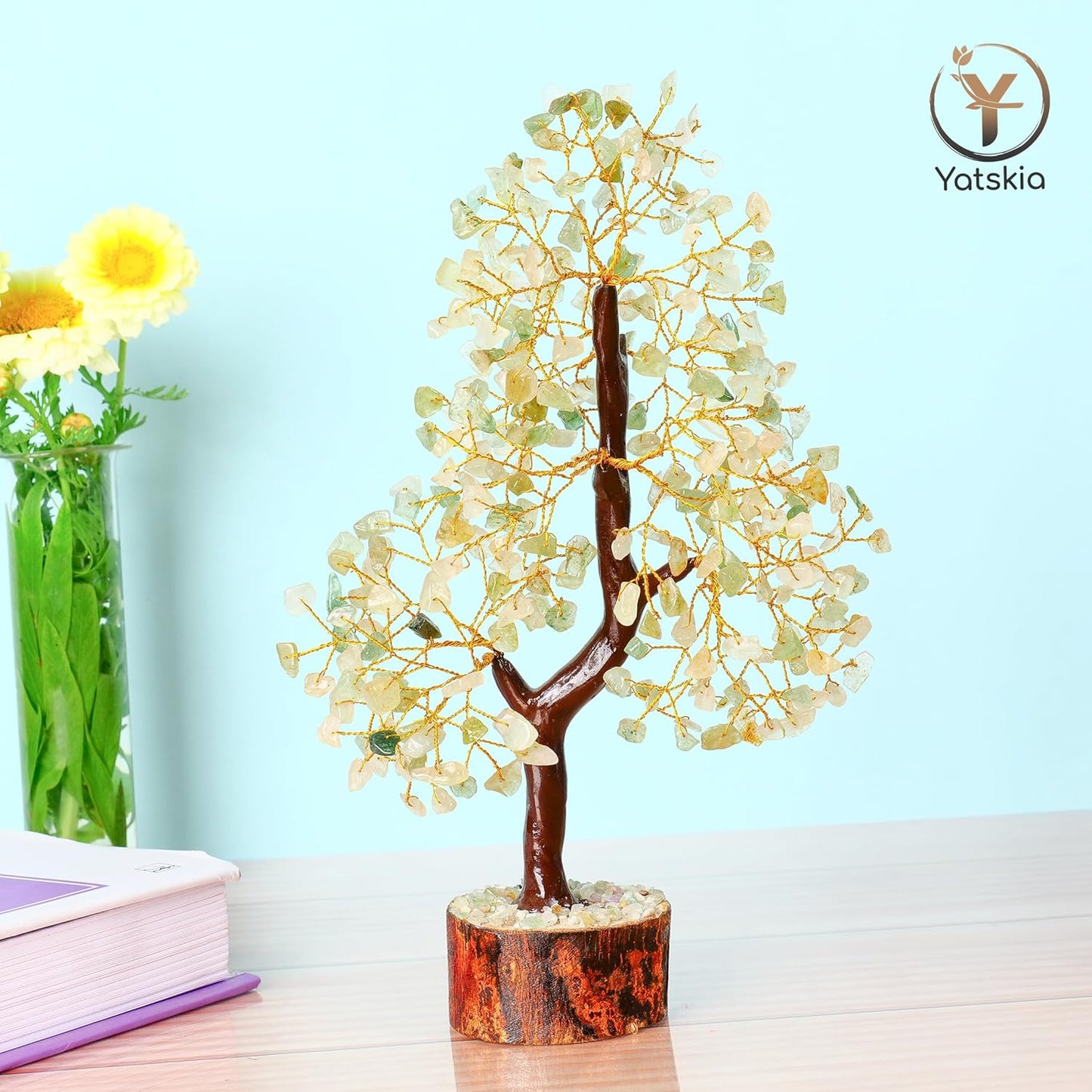 Green Jade Golden Wire Crystal Tree – 10-12 Inch