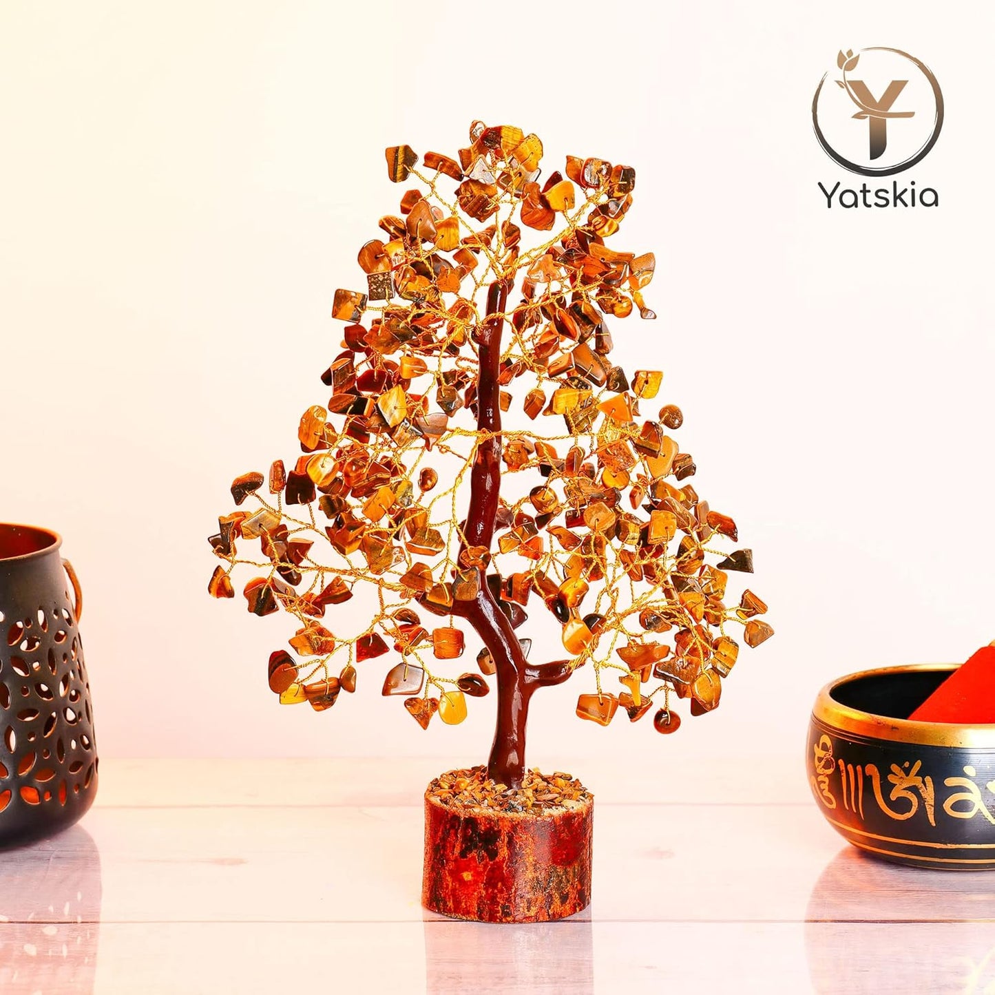 Tiger Eye Golden Wire Crystal Tree – 10-12 Inch