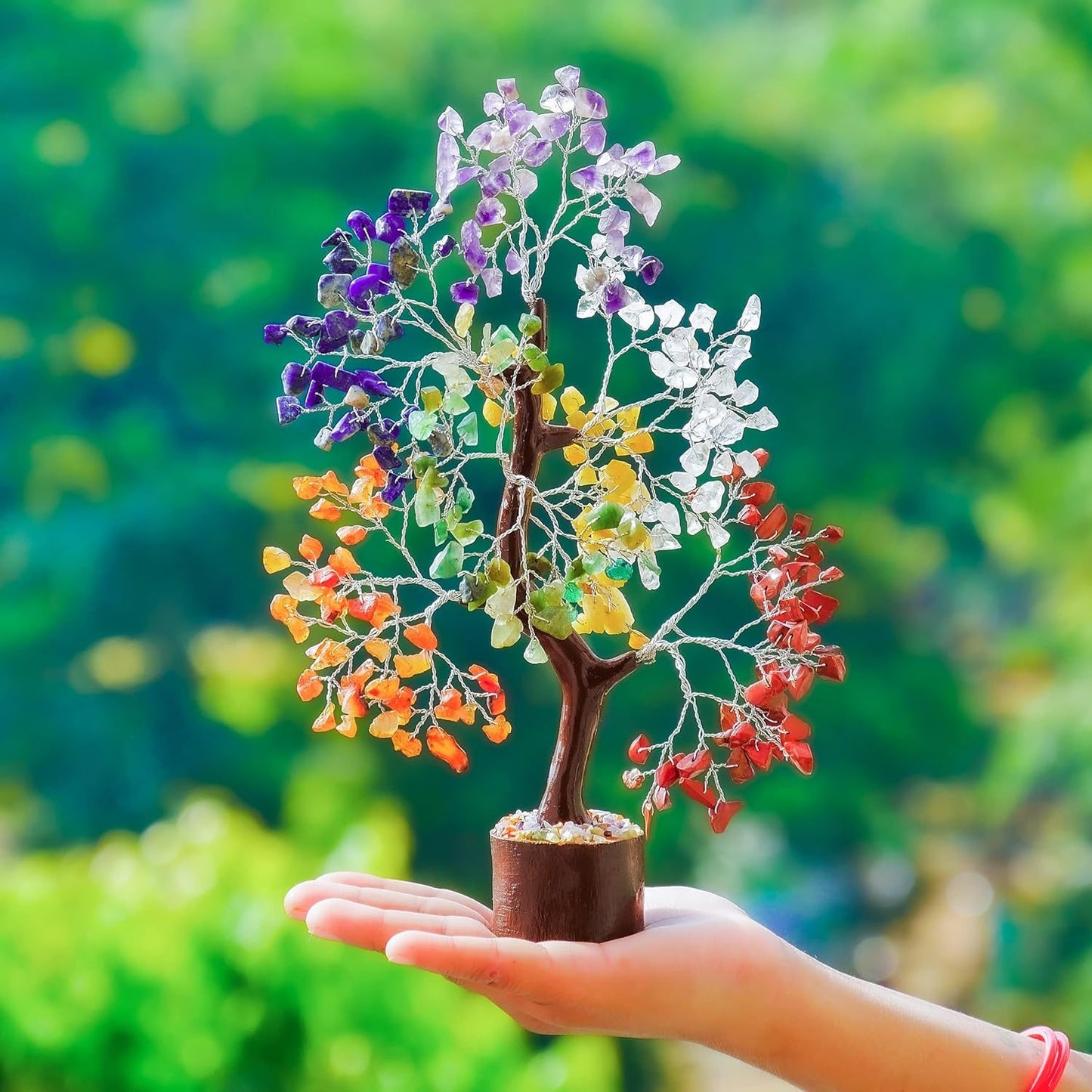 Seven Chakra Silver Wire Crystal Tree – 10-12 Inch