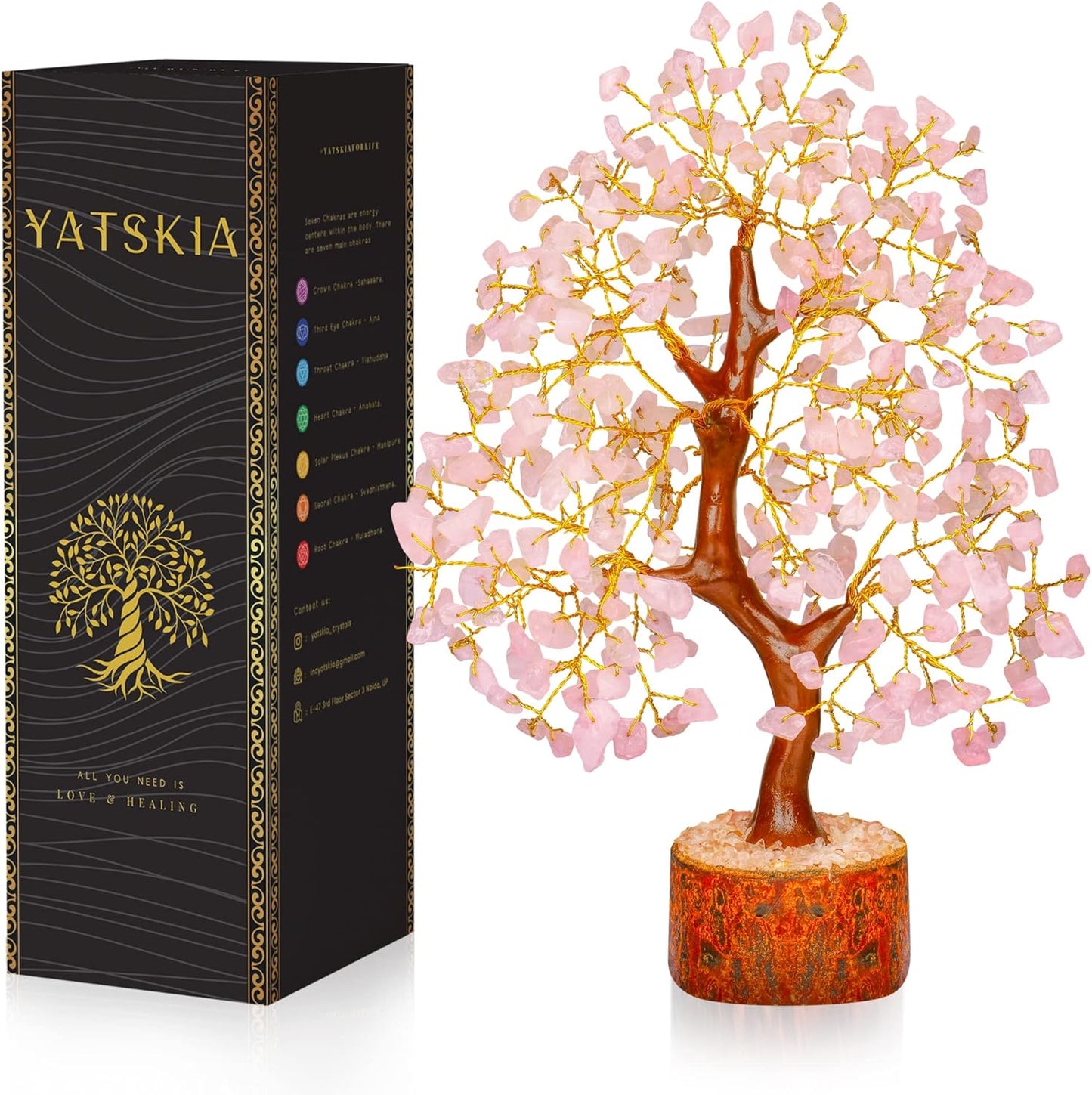 Rose Quartz Golden Wire Crystal Tree