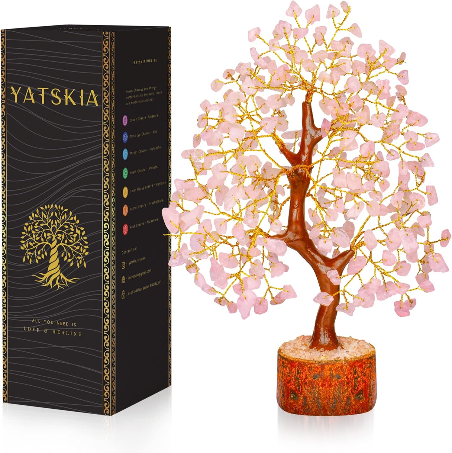 Rose Quartz Golden Wire Crystal Tree