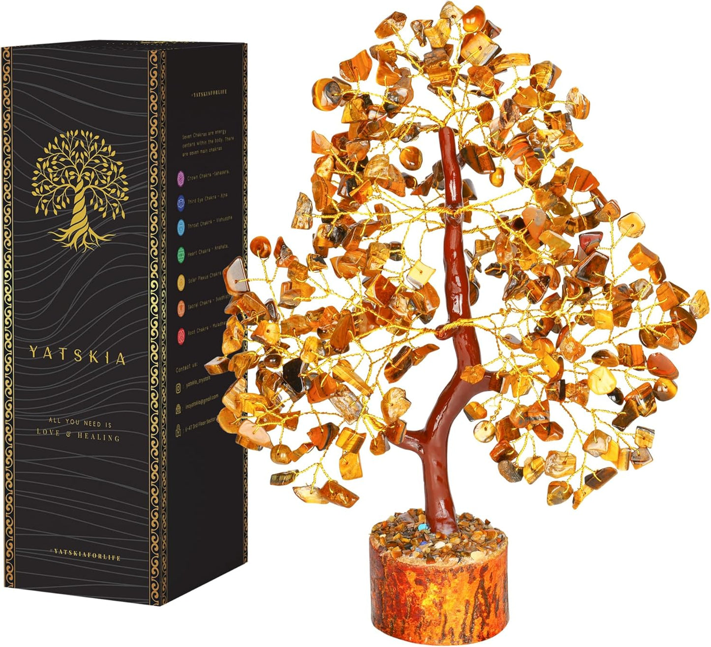Tiger Eye Golden Wire Crystal Tree – 10-12 Inch