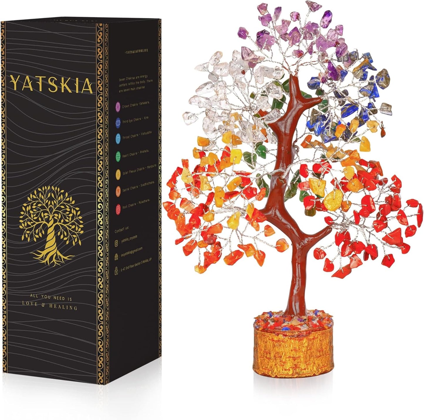 Seven Chakra Silver Wire Crystal Tree – 10-12 Inch