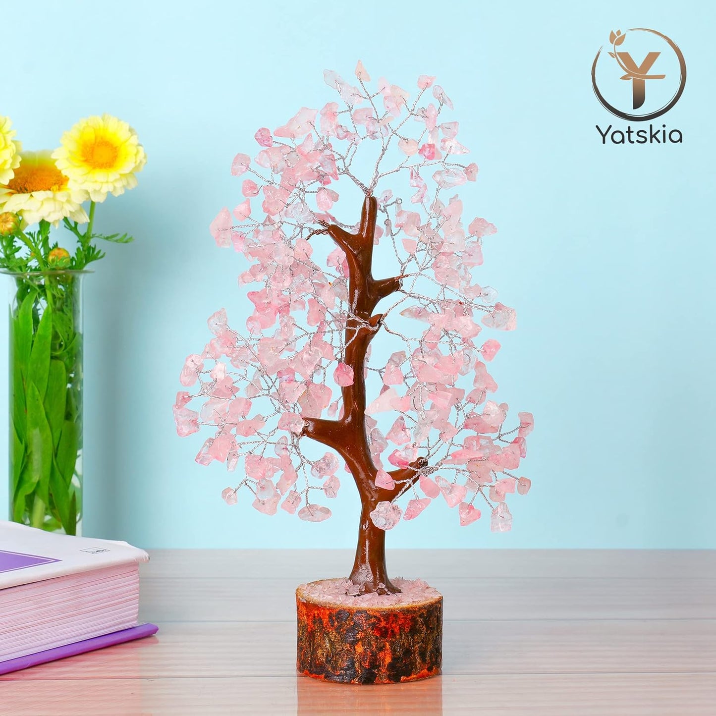 Rose Quartz Silver Wire Crystal Tree – 10-12 Inch