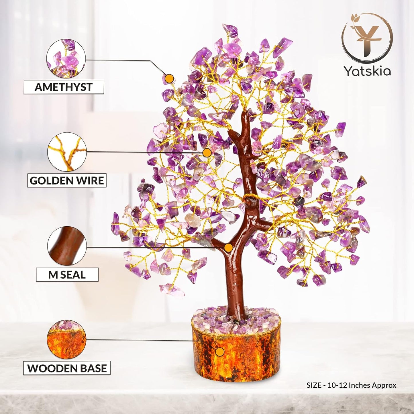 Amethyst Crystal Tree (Golden Wire) 10 - 12 Inch