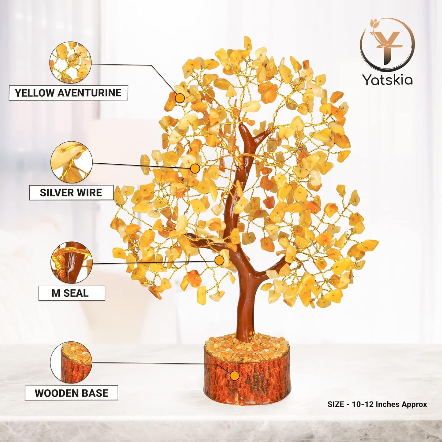 Yellow Aventurine Golden Wire Crystal Tree – 10-12 Inch