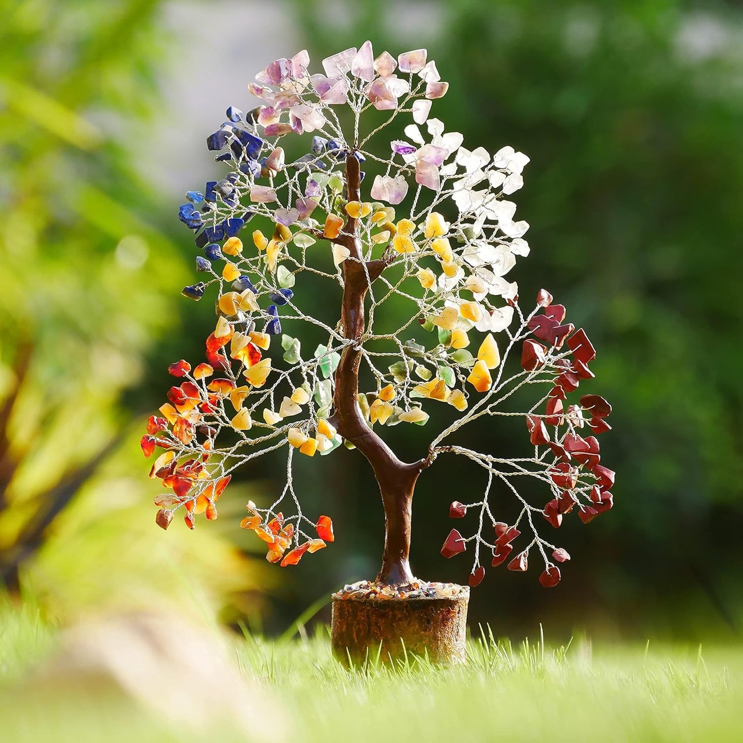 Seven Chakra Silver Wire Crystal Tree – 10-12 Inch