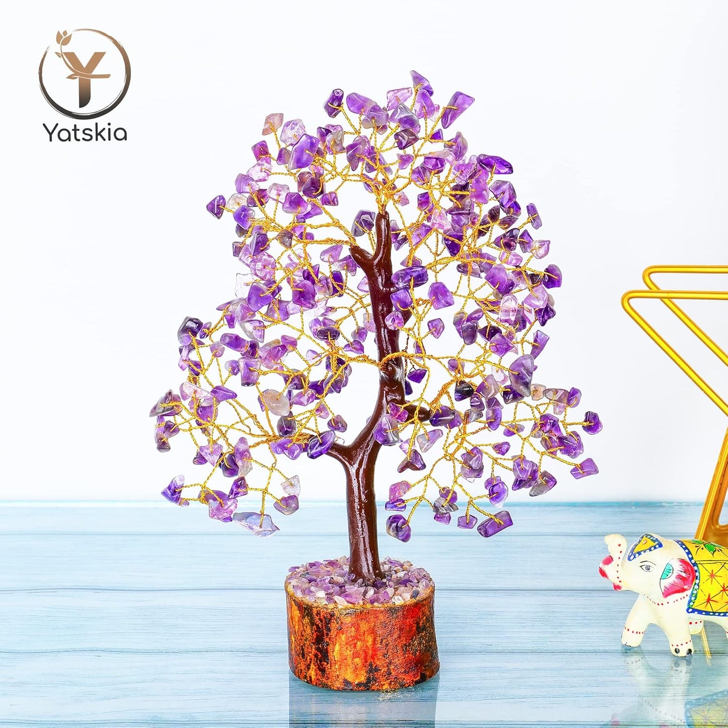 Amethyst Crystal Tree (Golden Wire) 10 - 12 Inch
