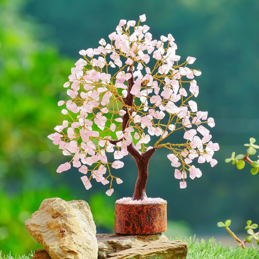Rose Quartz Golden Wire Crystal Tree