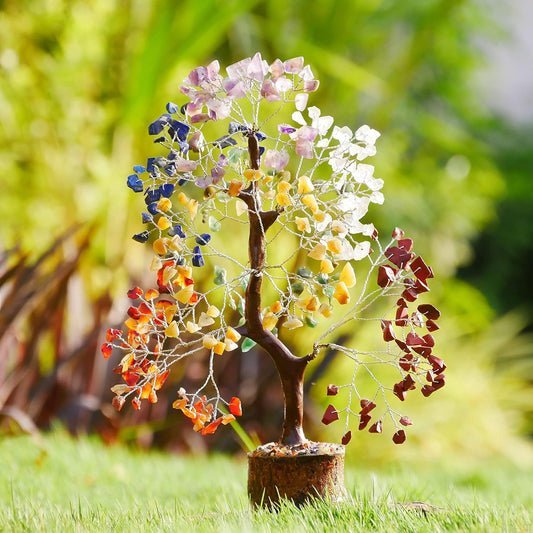 Seven Chakra Silver Wire Crystal Tree – 10-12 Inch