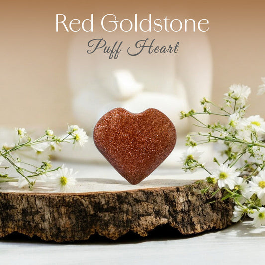 Red Goldstone Puff Heart