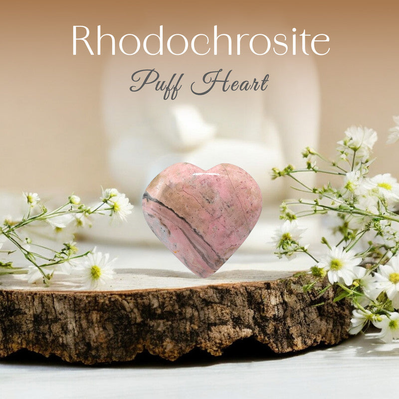 Rhodochrosite Puff Heart