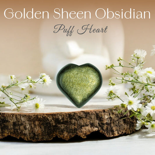 Golden Sheen Obsidian Puff Heart