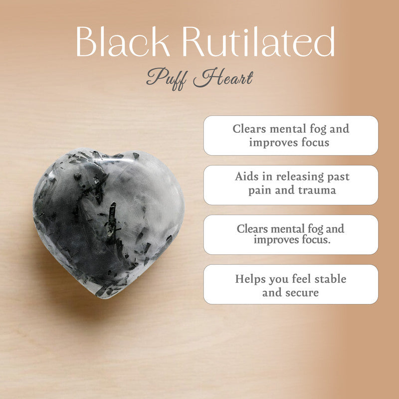 Black Rutilated Puff Heart