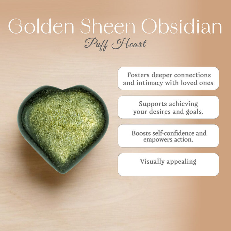 Golden Sheen Obsidian Puff Heart
