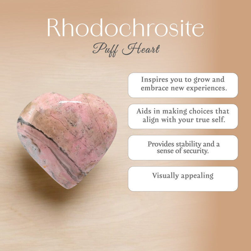Rhodochrosite Puff Heart