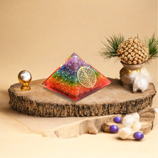 Seven Chakra Orgone Crystal Pyramid for health
