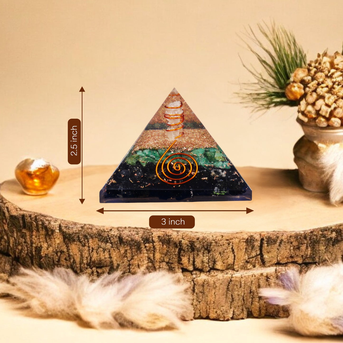 Green Aventurine and Black Aventurine Orgone Pyramid