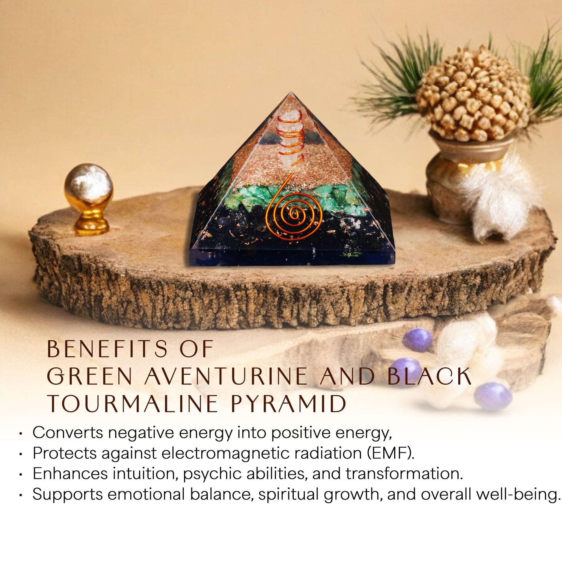 Green Aventurine and Black Aventurine Orgone Pyramid
