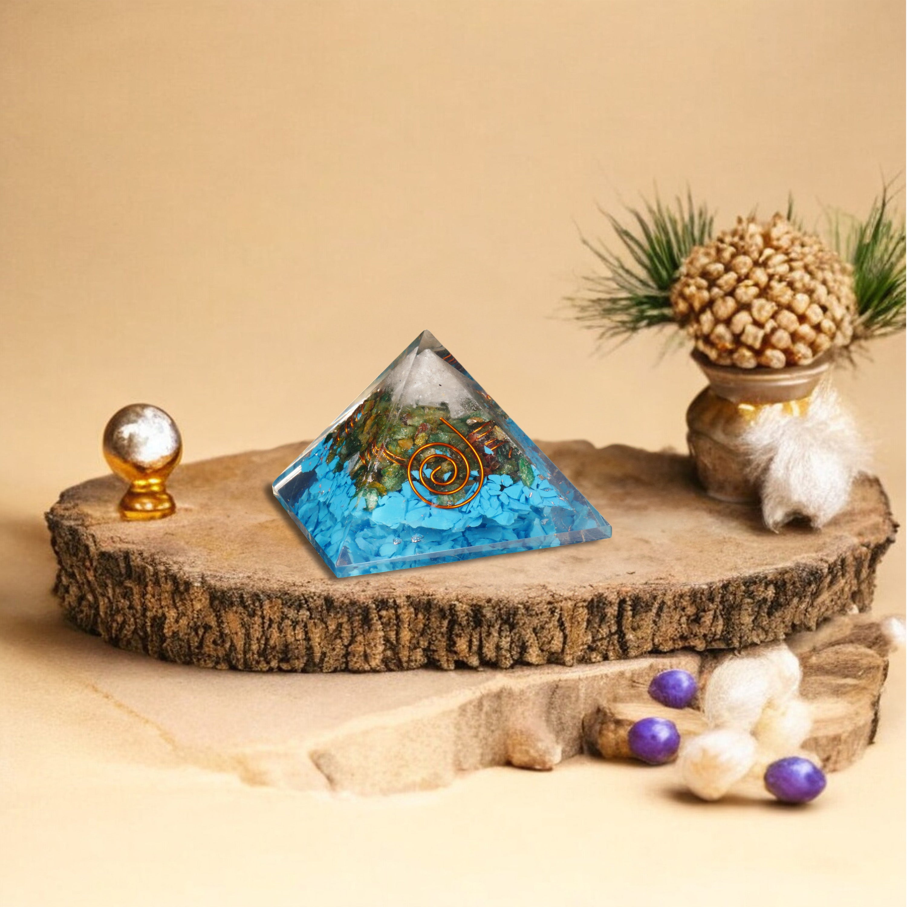 Turquoise Pyramid Turquoise & Green Aventurine Pyramid for Healing & Prosperity ...
