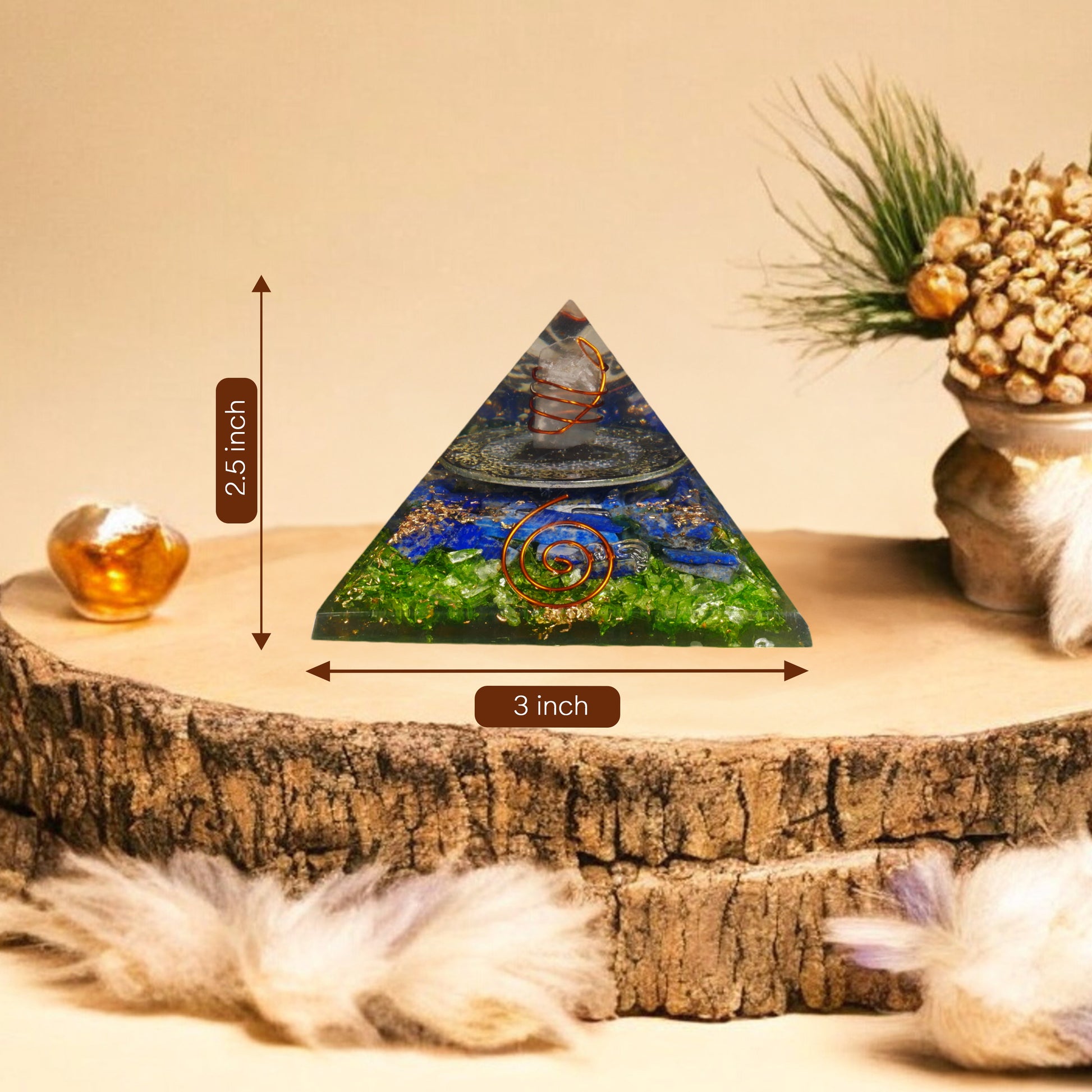 Green Onyx and Lapis Lazuli Orgone Crystal Pyramid