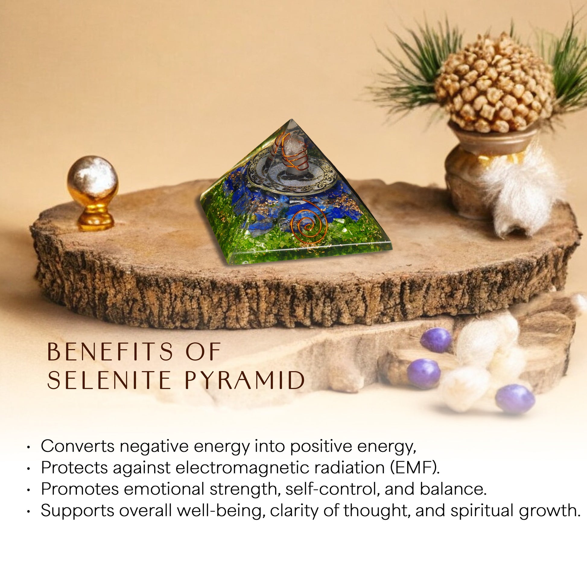 Green Onyx and Lapis Lazuli Orgone Crystal Pyramid