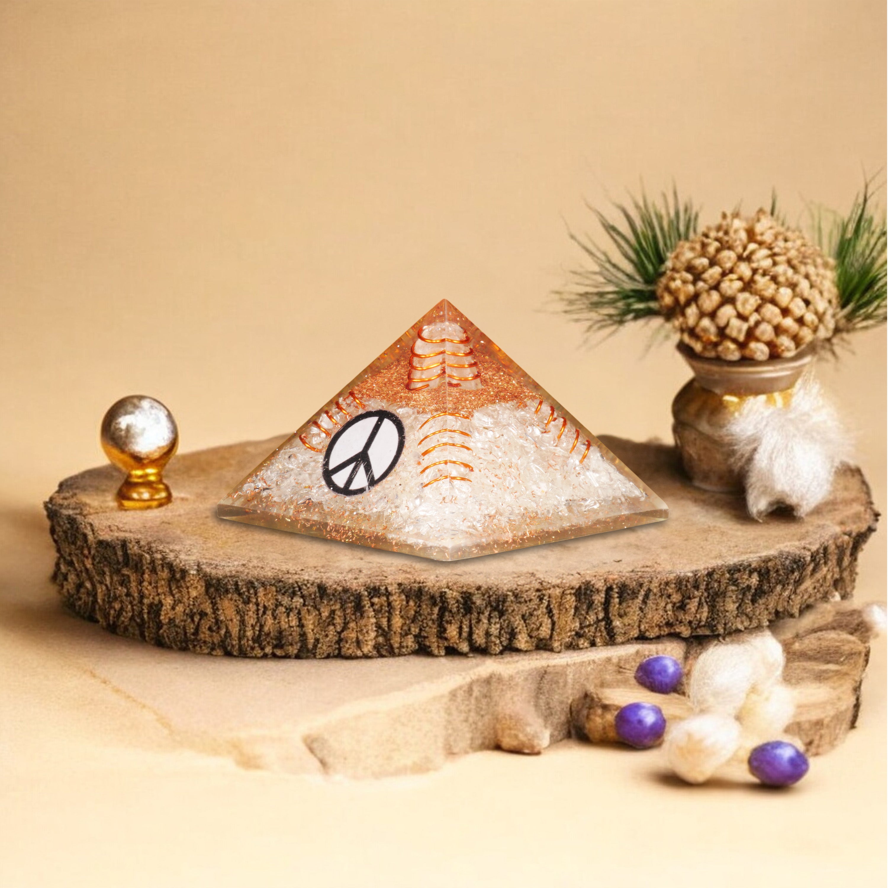Clear Quartz Peace Orgone Pyramid for Calm & Energy Clarity ...