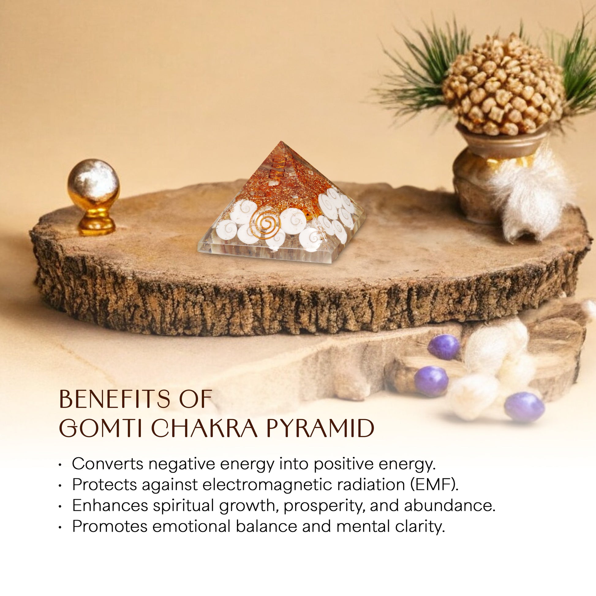 Gomti Chakra Orgone Pyramid for Positivity