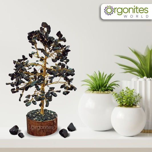 Black Tourmaline Golden Wired Crystal Tree