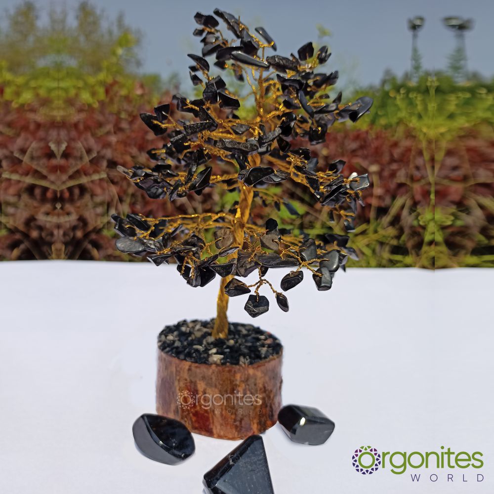 Black Tourmaline Golden Wired Crystal Tree