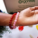 Red Carnelian and Rose Quartz Bracelets