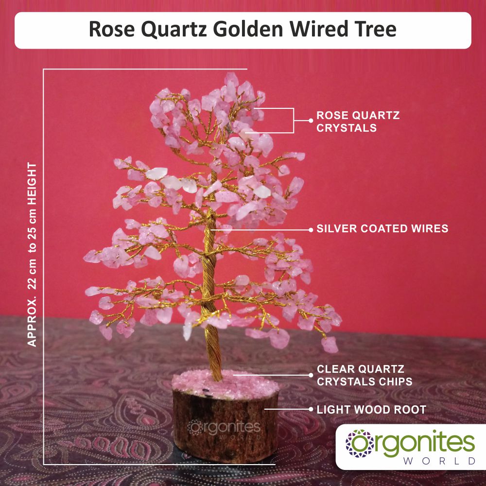 Rose Quartz Golden Crystal Tree